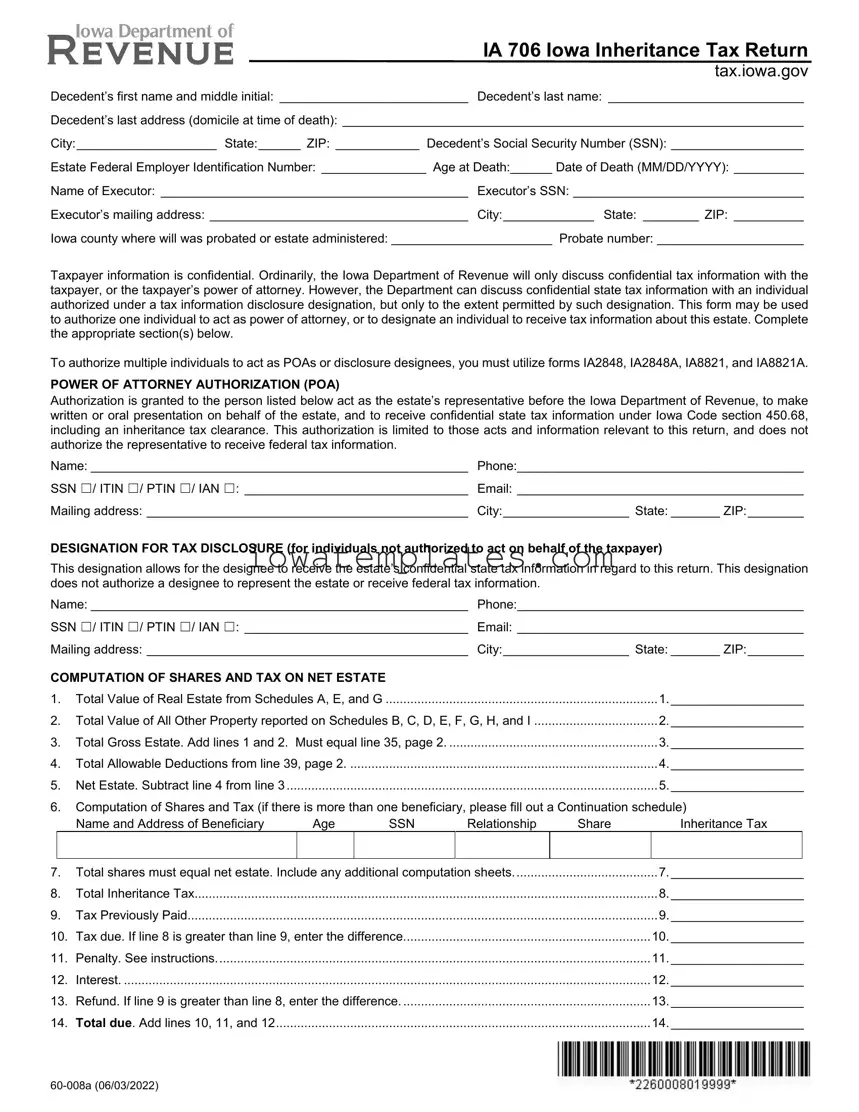 Printable Ia 706 Iowa Form in PDF