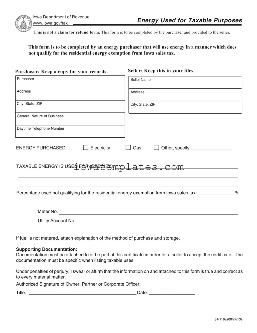 Printable Iowa 31 116A Form in PDF