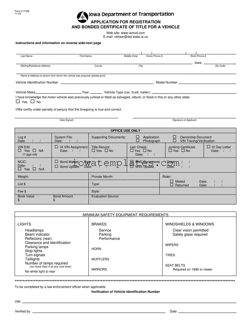 Printable Iowa 411008 Form in PDF
