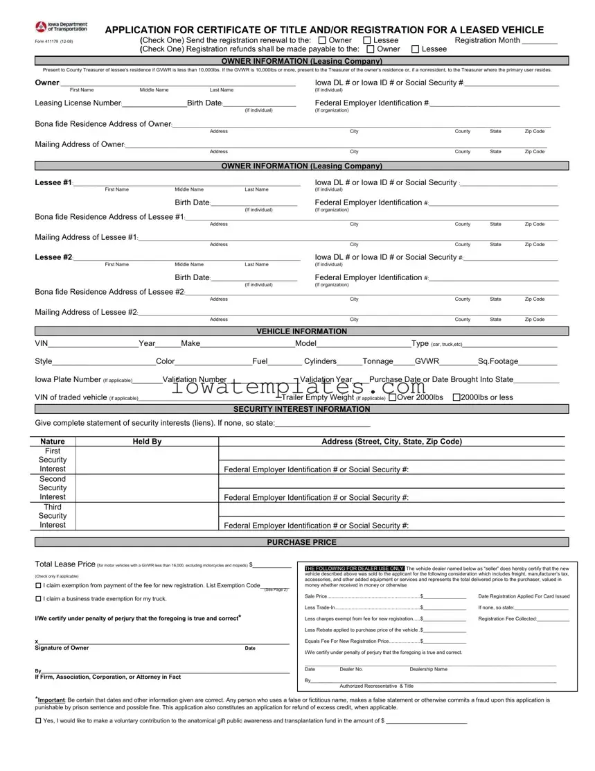Printable Iowa 411179 Form in PDF