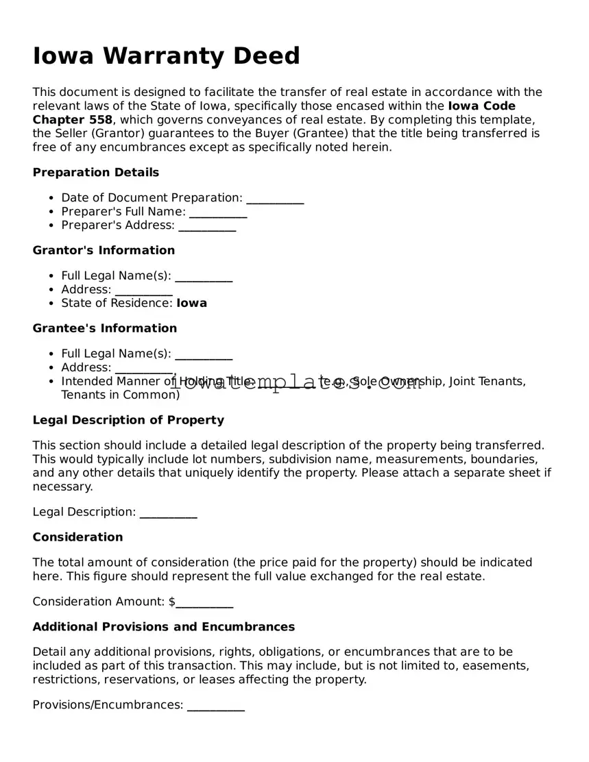 Attorney-Approved Deed Form for the State of Iowa