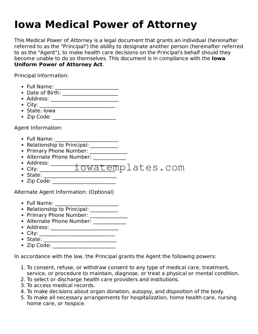 Attorney-Approved Medical Power of Attorney Form for the State of Iowa