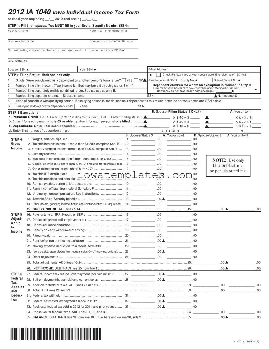 Printable Iowa Ia 1040 Form in PDF