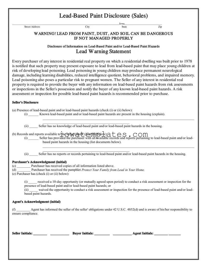 Printable Iowa Lead Form in PDF