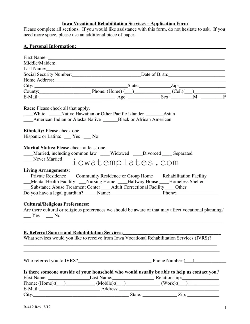 Printable Iowa R 412 Form in PDF