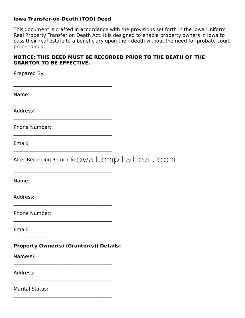 Attorney-Approved Transfer-on-Death Deed Form for the State of Iowa