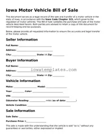 Attorney-Approved Motor Vehicle Bill of Sale Form for the State of Iowa