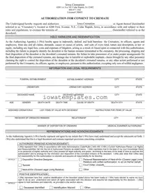 Printable Iowa Cremation Authorization Form in PDF