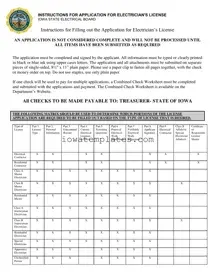 Printable Iowa Electrician License Application Form in PDF