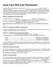 Attorney-Approved Last Will and Testament Form for the State of Iowa