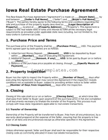 Attorney-Approved Real Estate Purchase Agreement Form for the State of Iowa