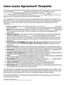Attorney-Approved Lease Agreement Form for the State of Iowa