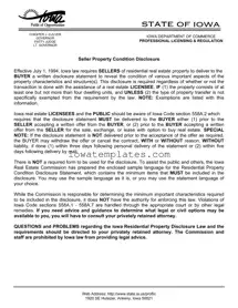 Printable Iowa Seller Disclosure Form in PDF