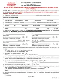 Printable Iowa Visitor Application Form in PDF