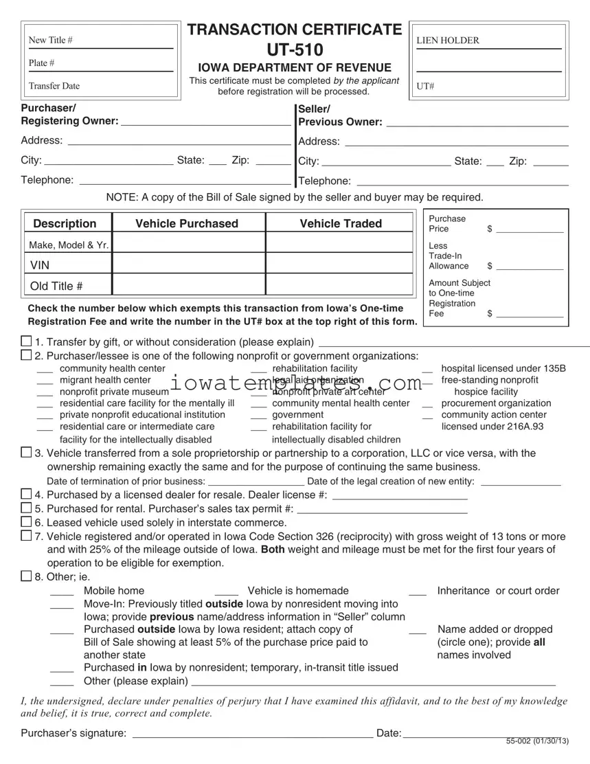 Printable Ut 510 Iowa Form in PDF